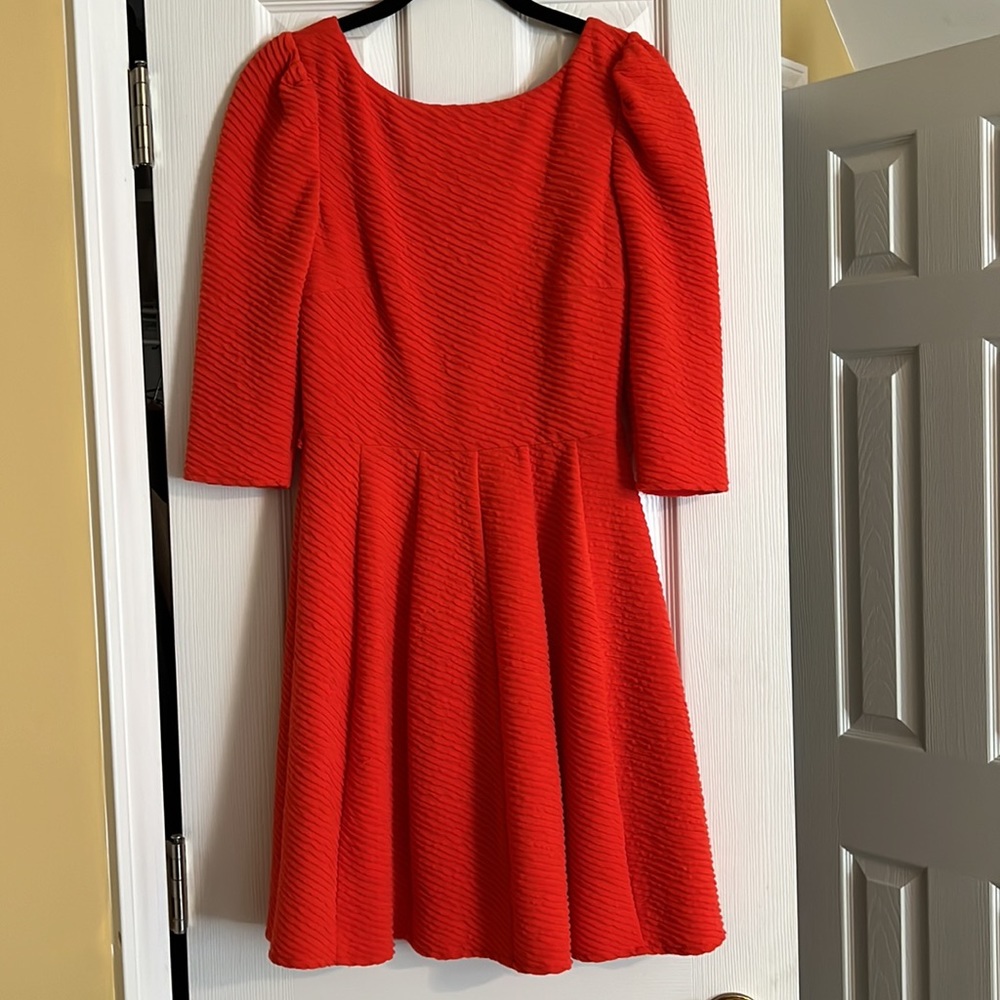 Red-ish Orange quarter-sleeve fall or winter dress